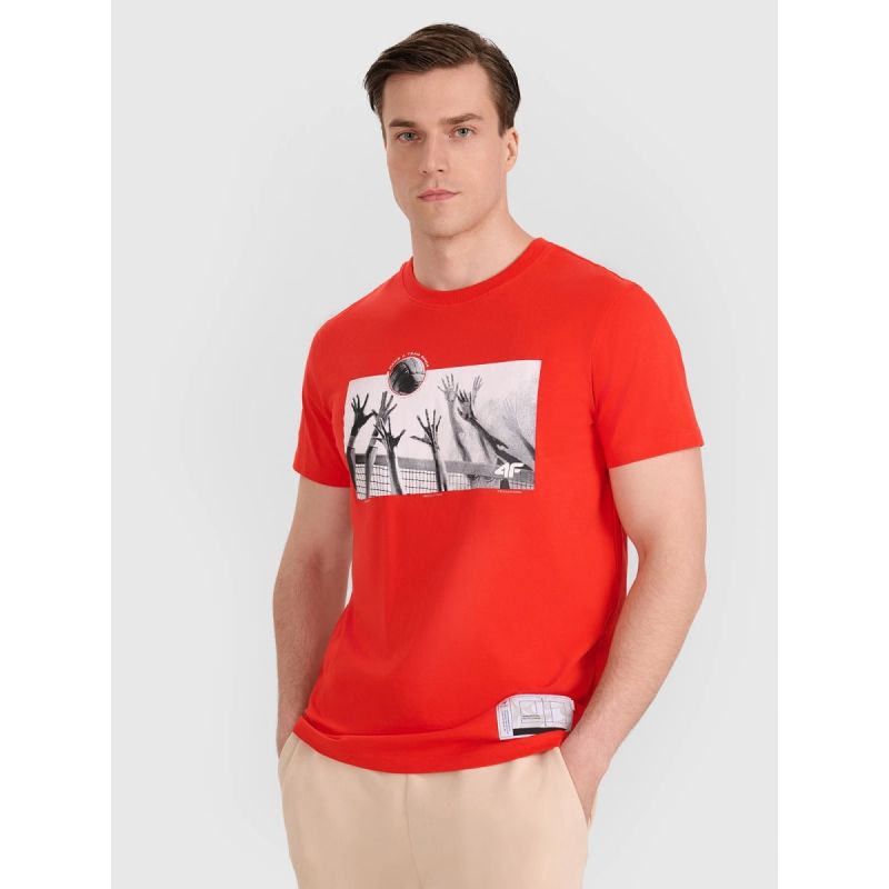 Men's regular t-shirt with volleyball print 4F 4FRAW25TTSHM3319-62S 4f
