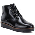 Women's black patent leather wedge ankle boots Potocki Z25-JE19360