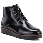 Women's black patent leather wedge ankle boots Potocki Z25-JE19360