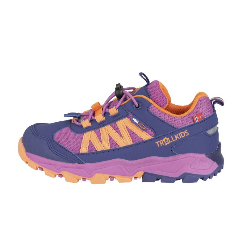 Waterproof Children’s Hiking Shoes for Boys/Girls Trollkids Kids Tronfjell Hiker Low violet blue/mallow pink/papaya (475-111)