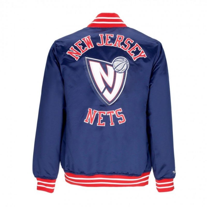 Mitchell &amp; Ness NBA Heavyweight Satin Jacket New Jersey Nets OJBF3413-NJNYYPPPNAVY Clothing/Lifestyle/Mitchell & Ness Your Sports Performance