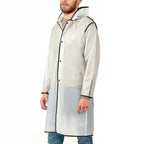 Perletti Men's Trench Raincoat, White, with Hood, Size S