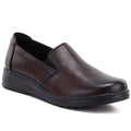 Women's leather wedge slip-on shoes, burgundy, Potocki JE19505