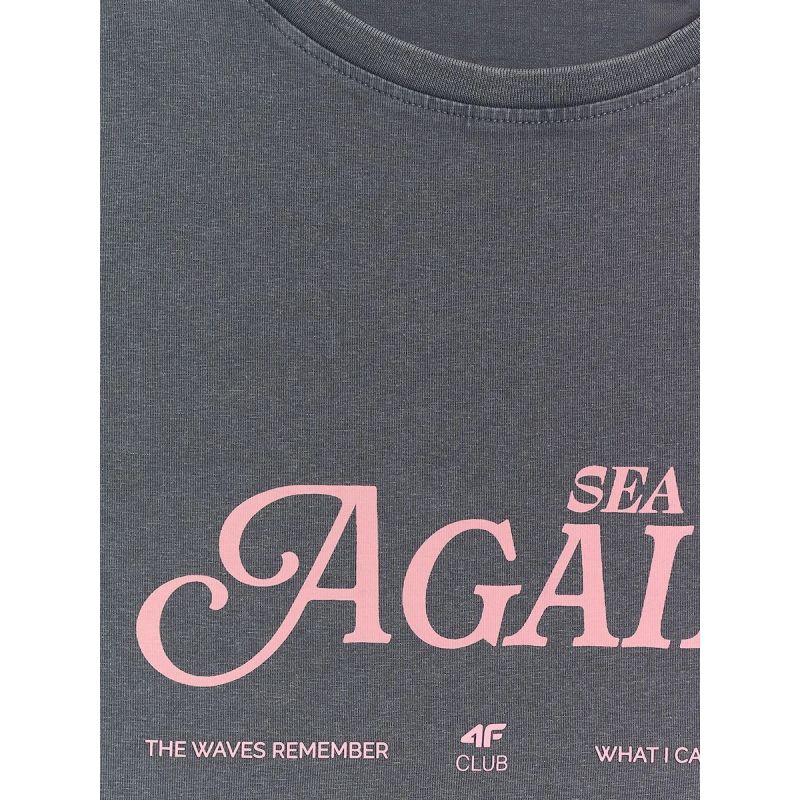 Women's slim T-shirt with print 4F 4FRAW26TTSHF4373-24S