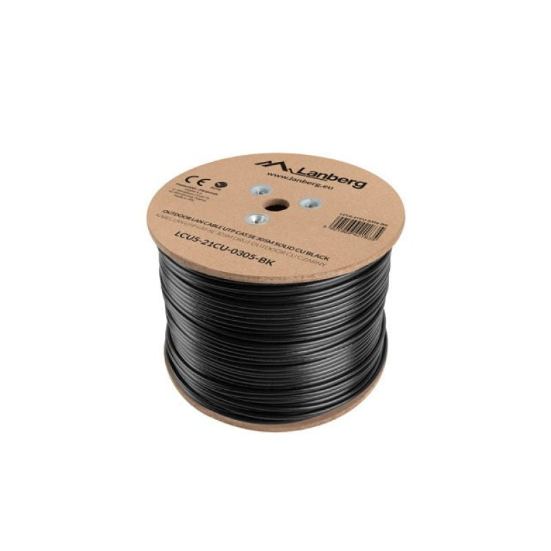 Lanberg LCU5-21CU-0305-BK external network cable (UTP; 305m; cat. 5e; black) Kable, gniazda i wtyki/Kable sieciowe Your Sports Performance