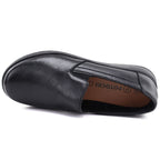 Women's leather slip-on wedge shoes, black, Potocki JE19505