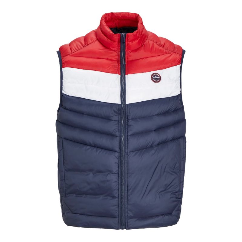 Jack&amp;Jones Jjespring Bodywarmer Collar Noos M 12258457NavyBlazerWHITE/TRUEREDBLOC Clothing/Outdoor/Jack & Jones Your Sports Performance