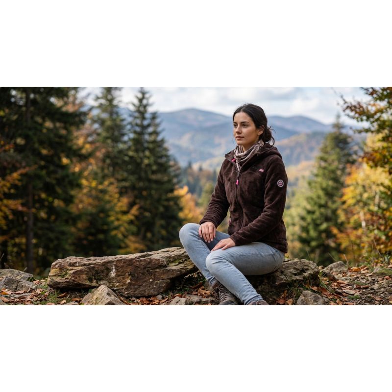 Women’s Fleece Jacket Geographical Norway UPALOOD BROWN DB LADY 047-1 (WZ4176F/GN-BROWN)