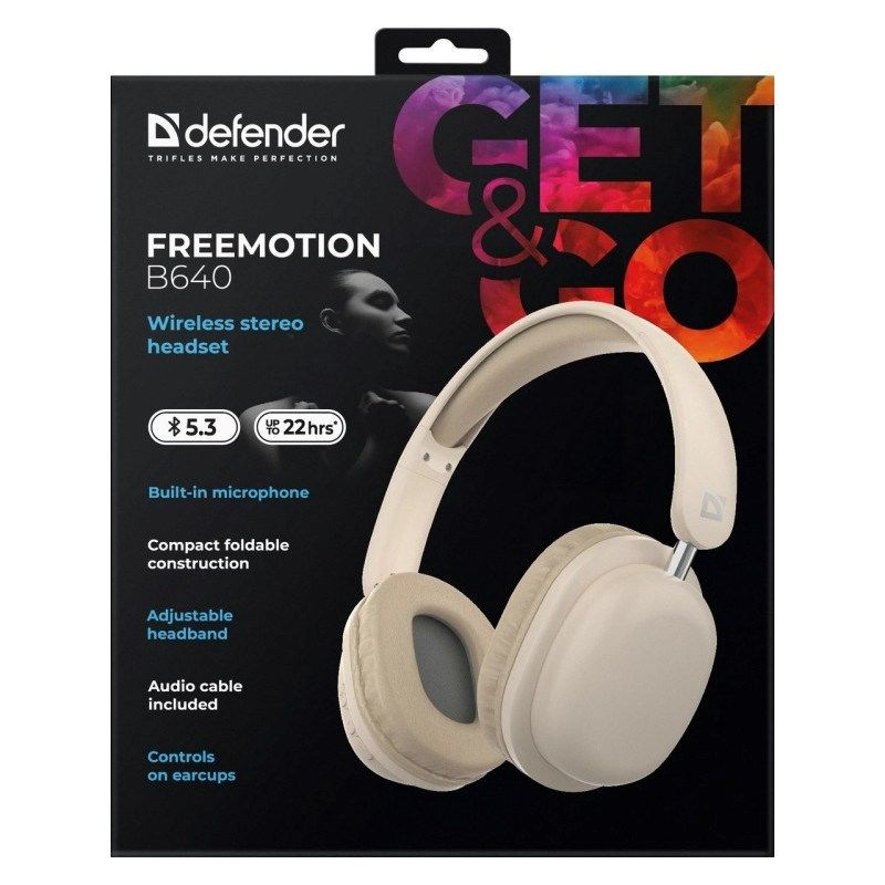 DEFENDER ON-EAR BLUETOOTH FREEMOTION HEADPHONES B640 BEIGE 63642 In preparation Your Sports Performance