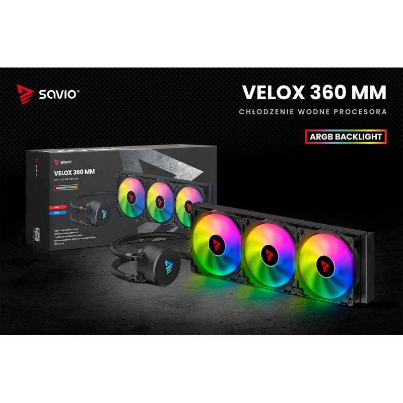SAVIO ARGB 360MM VELOX CPU WATER COOLER Chłodzenie/Chłodzenie - zestawy chłodzenia wodnego Your Sports Performance