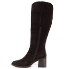 Women's leather cowboy boots with heels, suede, brown, Vinceza 133103