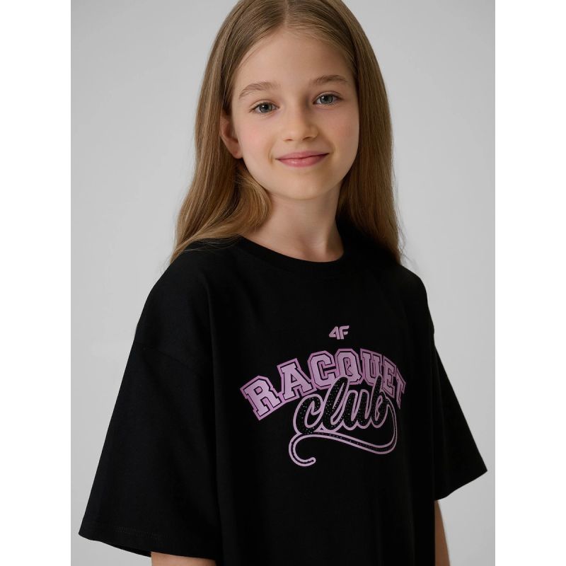 Oversized T-shirt with print for girls 4F 4FJRAW26TTSHF4242-20S