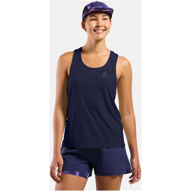 Women's Odlo ZEROWEIGHT CHILL-TEC Tank Top with Crew Neck, Navy Blue