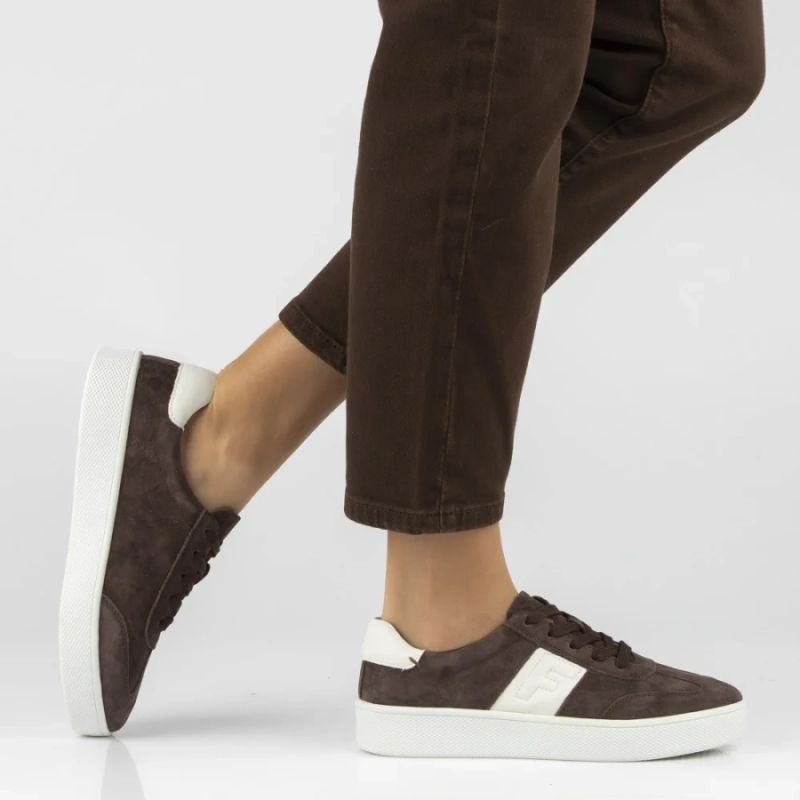 Women's leather sneakers on a brown platform Filippo DP7533 Filippo
