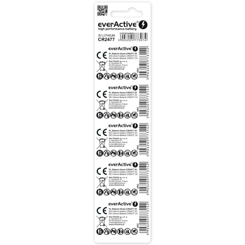 EVERACTIVE LITHIUM BATTERY CR2477 BLISTER 5 PCS CR24775BL Baterie, akumulatorki i ładowarki/Baterie Your Sports Performance