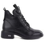 Black women’s leather heeled ankle boots Vinceza 133145
