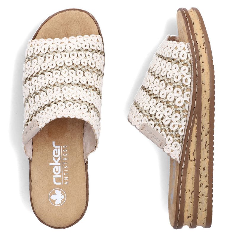Women's beige wedge sandals Rieker 629X8-60 Rieker