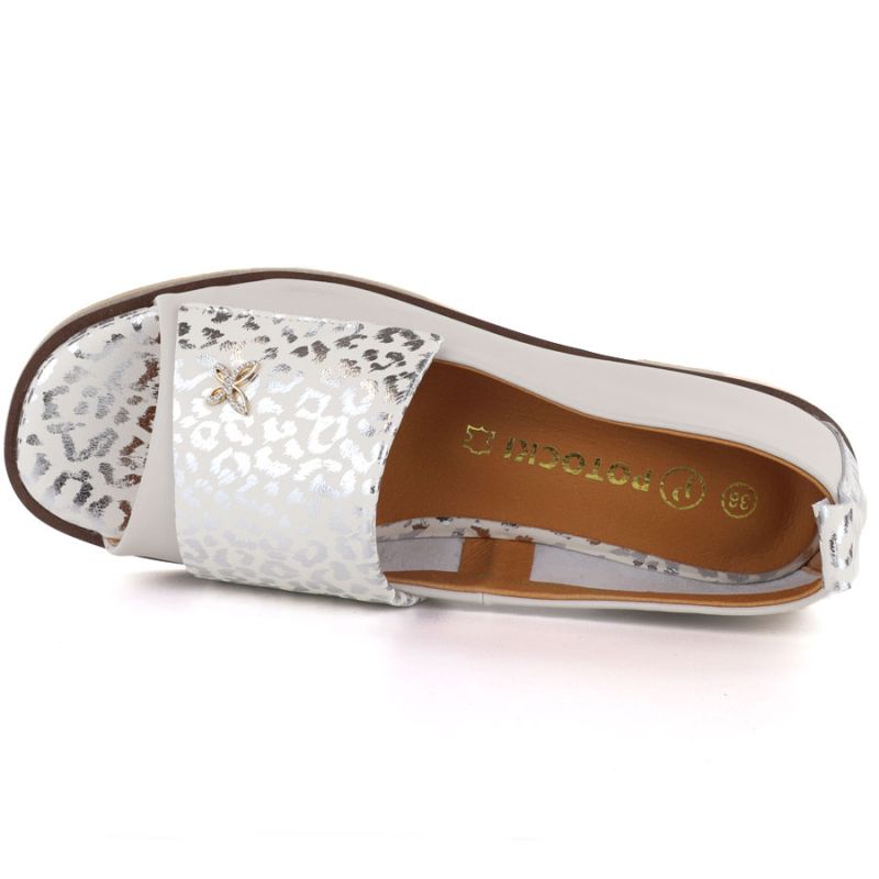 Women's leather open-toe shoes in beige Potocki JE19397 Potocki