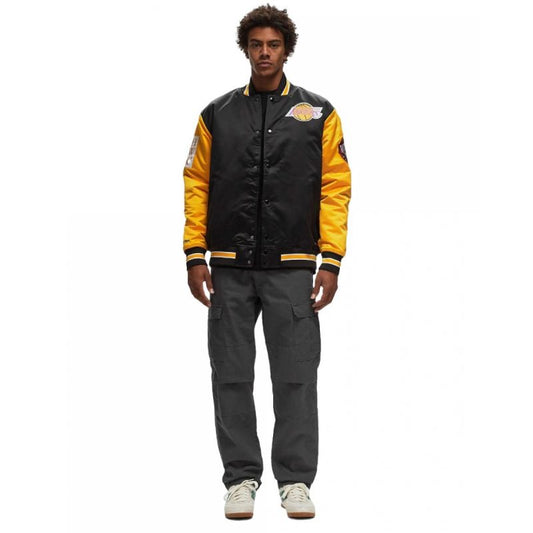 Mitchell & Ness NBA Los Angeles Lakers Primetime Heavyweight Satin Jacket Vintage Logo Lakers JK8453-LALBLCK Clothing/Lifestyle/Mitchell & Ness Your Sports Performance
