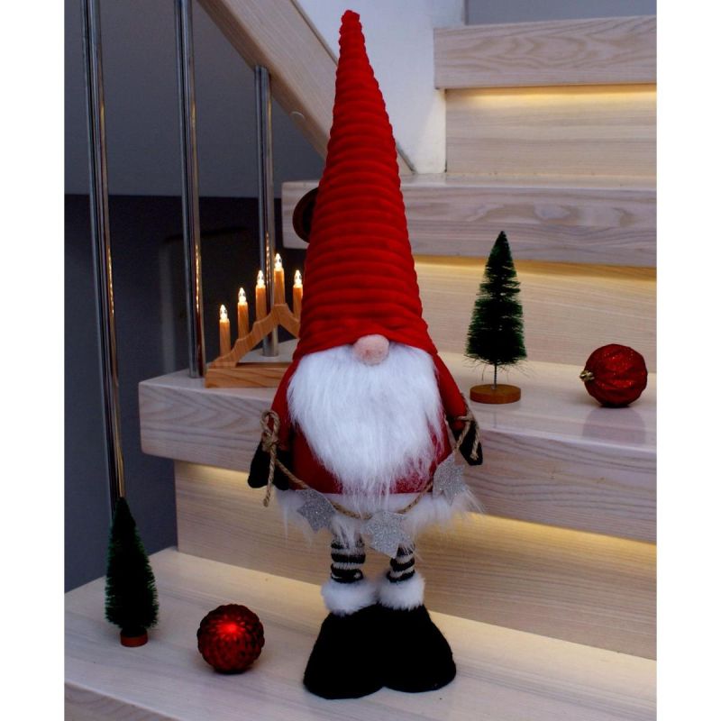 DECORATIVE SANTA CLAUS WITH SILVER STARS ON TELESCOPIC LEGS 50-70CM RED Home and Garden/Equipment Your Sports Performance