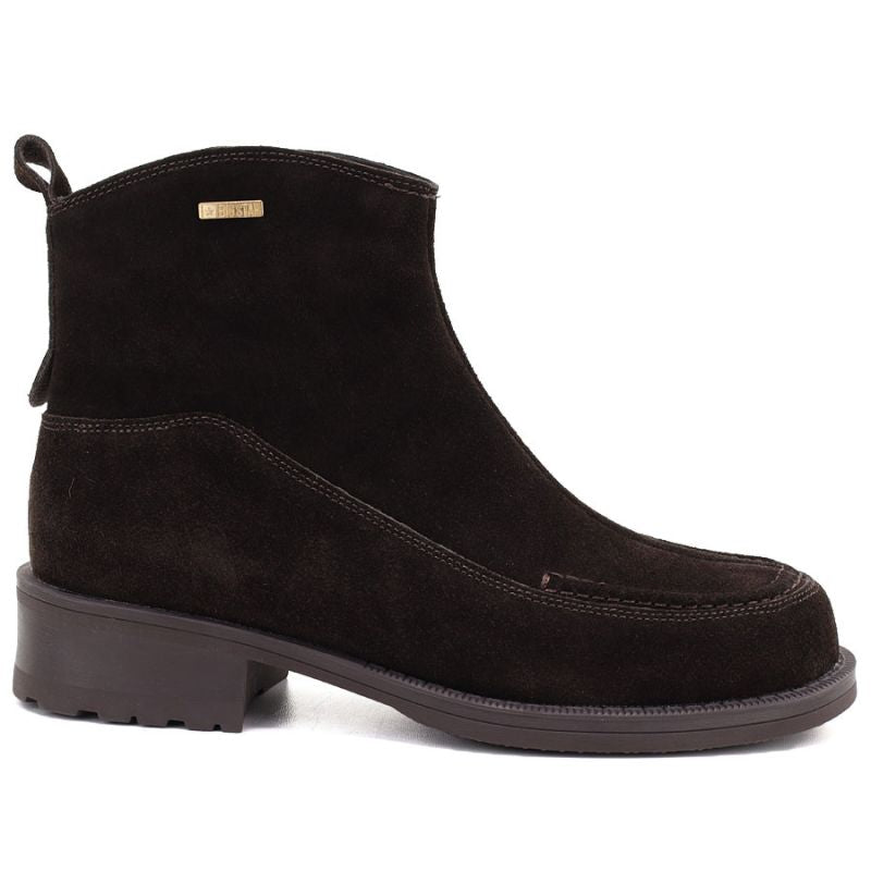 Women's leather ankle boots with stitching, chocolate Big Star