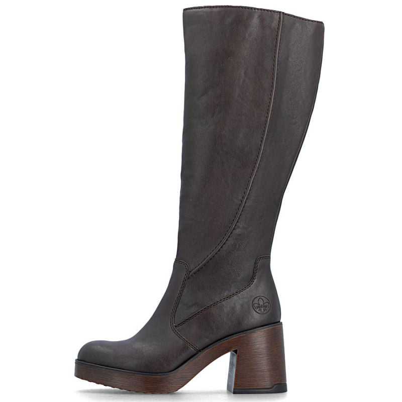 Women's insulated brown ankle boots with a block heel Rieker 58090-25