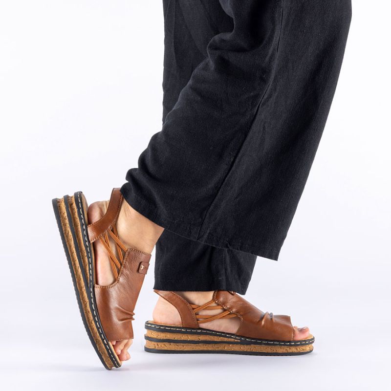 Comfortable women's wedge sandals, brown, Rieker 62962-22 Rieker