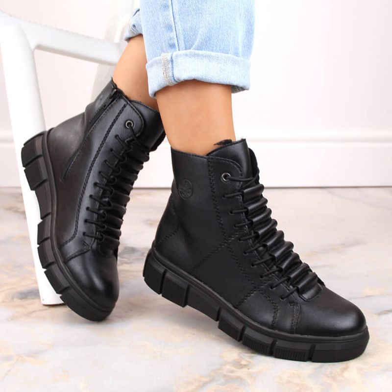 Comfortable, insulated platform boots Rieker W RKR493A, black Footwear/Outdoor/Rieker Your Sports Performance