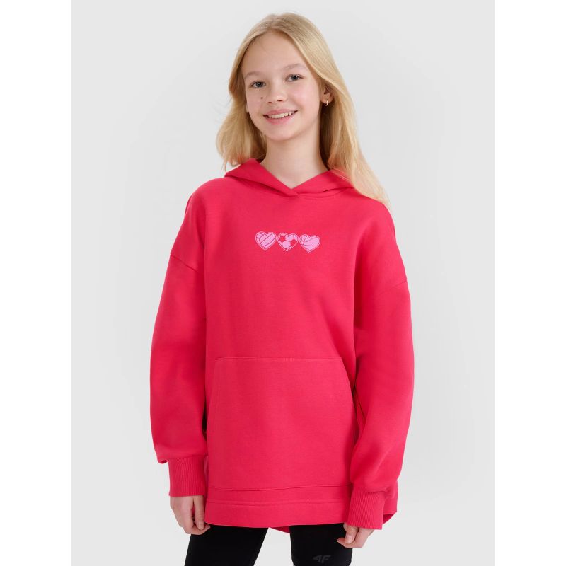 Girls' sweatshirt with a hood, open, 4F 4FJRSS25TSWSF2235-62S *Kategoria tymczasowa Your Sports Performance