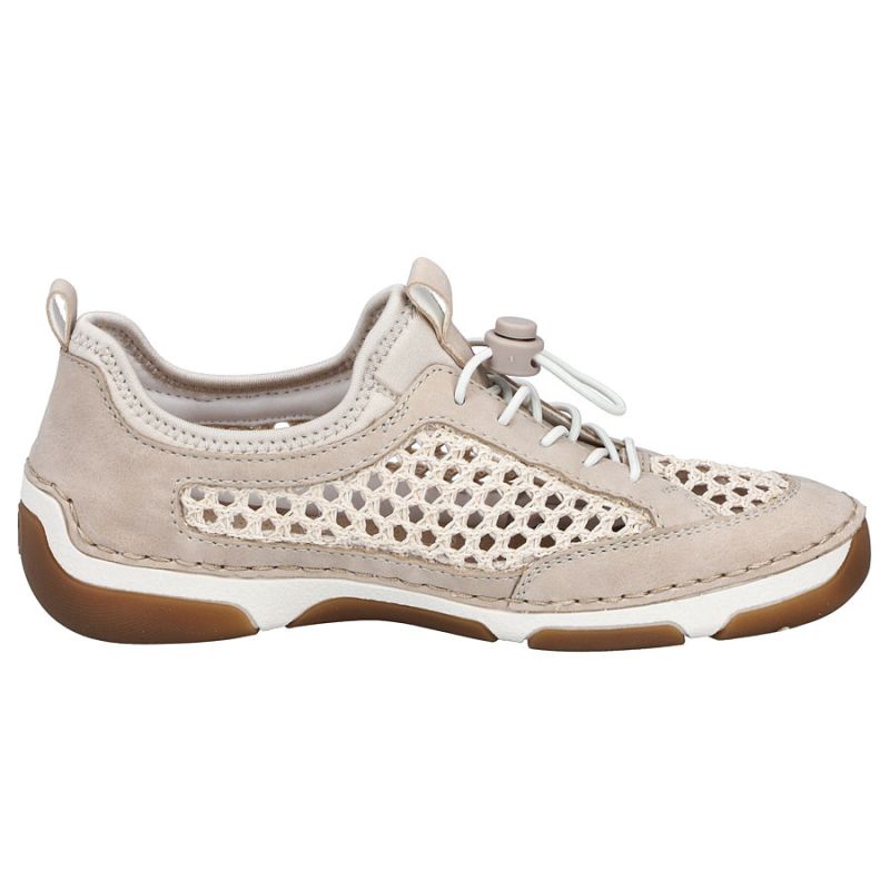 Women's comfortable openwork shoes, beige, Rieker 55960-60 Rieker