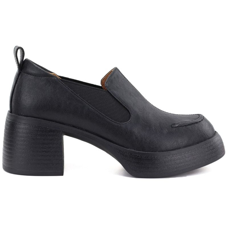 Women's black leather high-heeled shoes D&A S.Barski CR62-3525