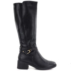 Women's leather boots with heels, insulated, black, Sergio Leone KZ-13-S