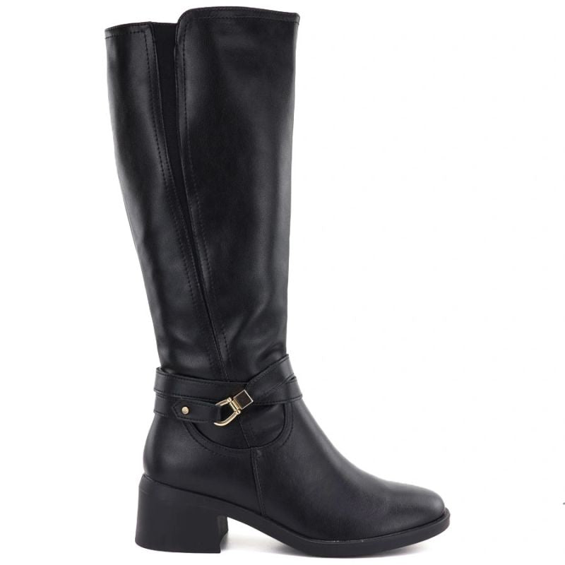 Women's leather boots with heels, insulated, black, Sergio Leone KZ-13-S