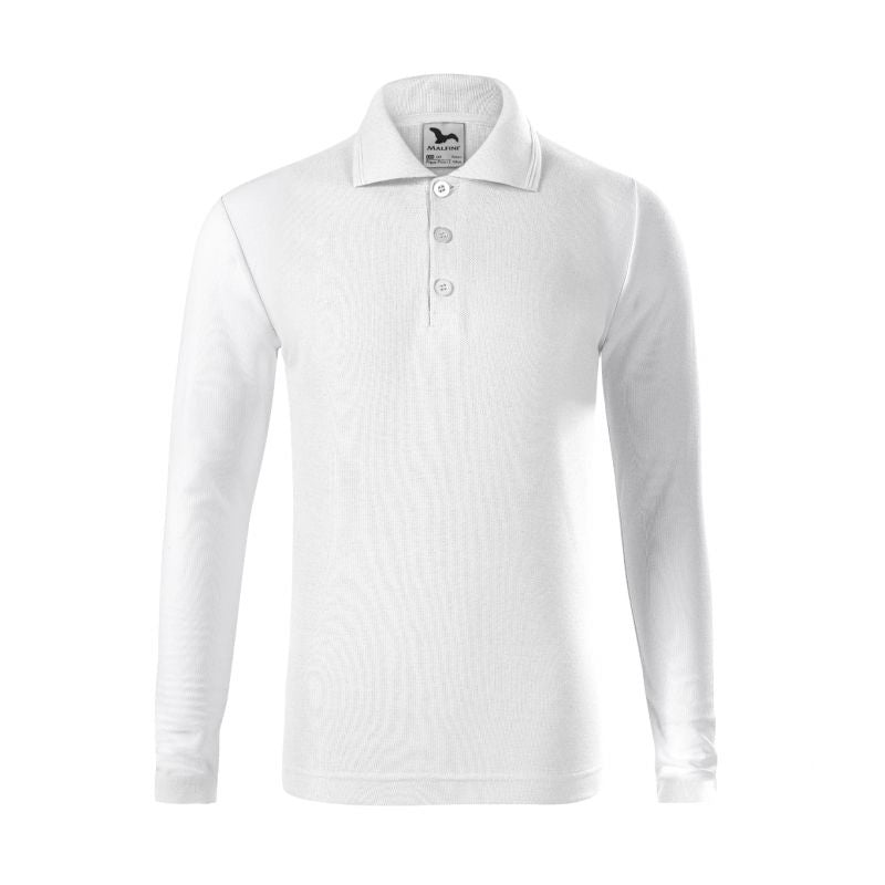 Kids Pique Polo LS Polo Shirt (White) Your Sports Performance