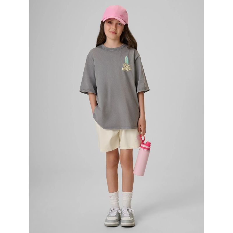 Loose T-shirt with print for girls 4F 4FJRSS26TTSHF3980-25S