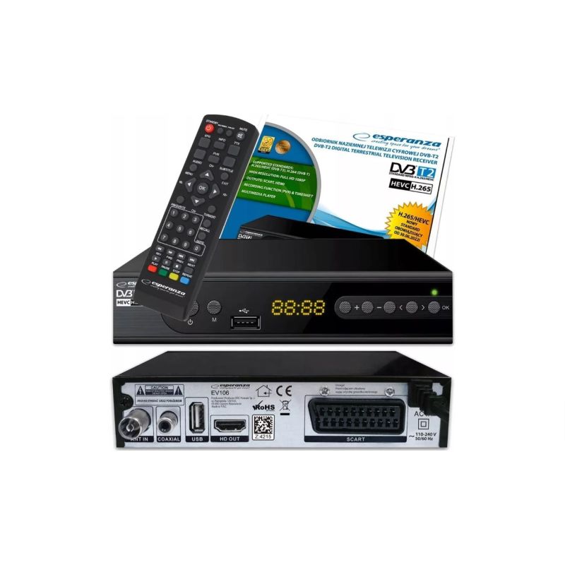 ESPERANZA DVB-T2 TUNER H.265/HEVC EV106R Telewizja naziemna/DVB-T Tunery Your Sports Performance