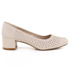 Women's openwork pumps on a block, beige Sergio Leone PB293 To be categorized Your Sports Performance