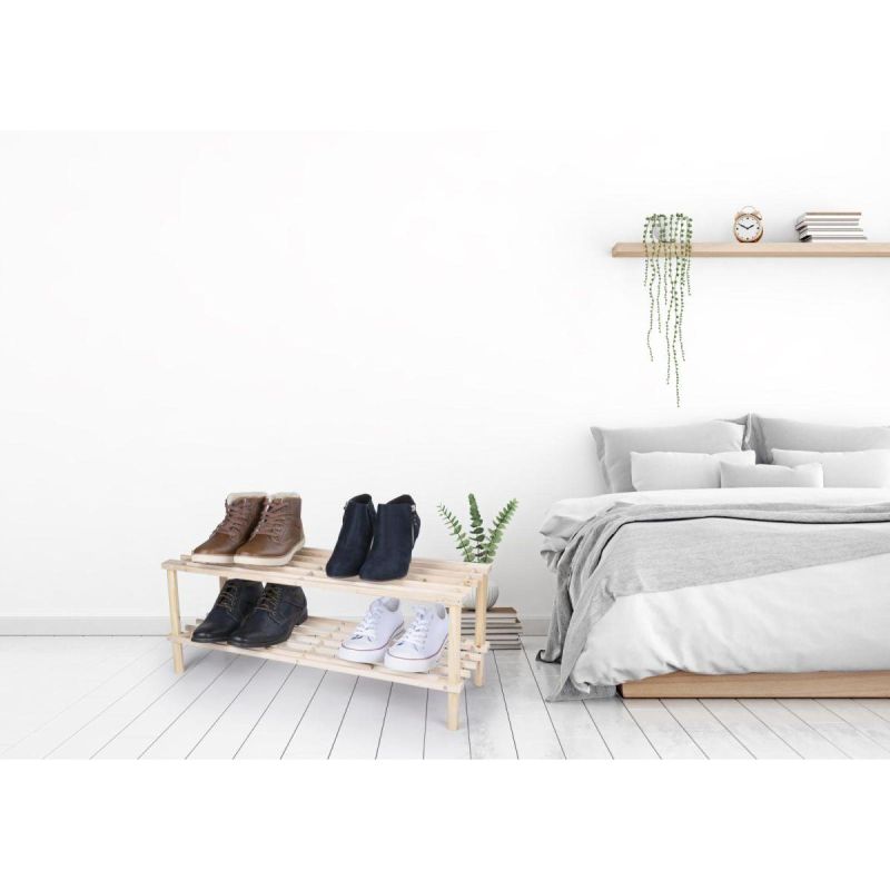 SHELVES 2-LEVEL WOODEN SHOE RACK ALPINA Footwear Your Sports Performance