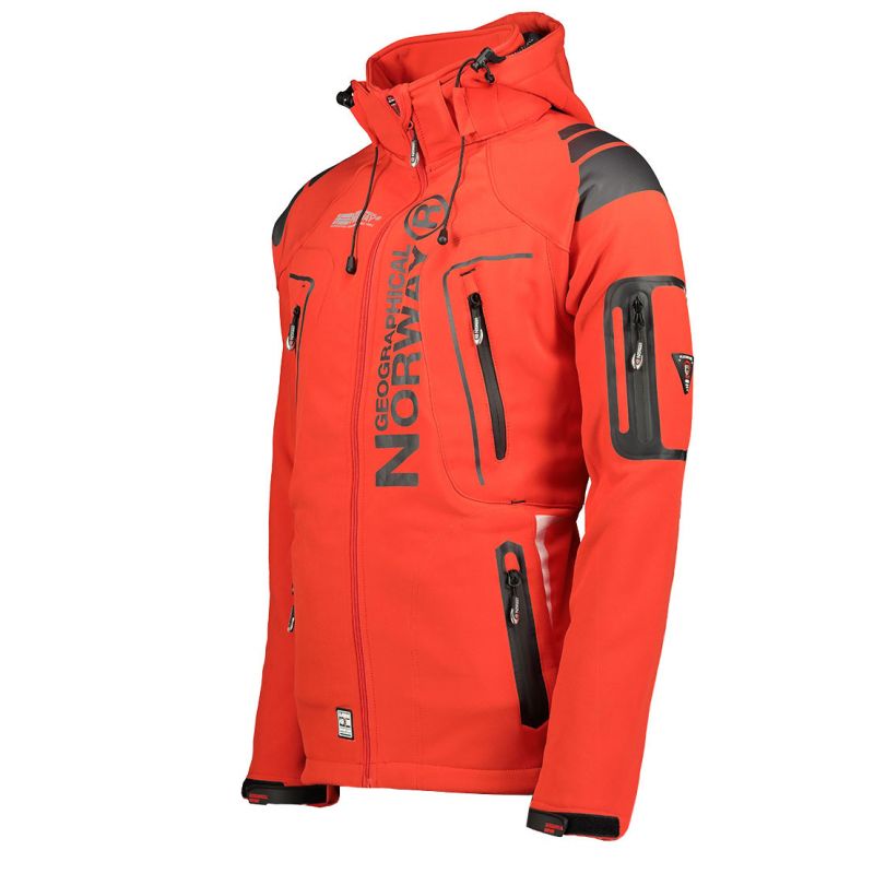 Geographical Norway Techno MEN 056 BS3 men's sports jacket with adjustable hood, waterproof, red (WU1060H/GN) In preparation Your Sports Performance