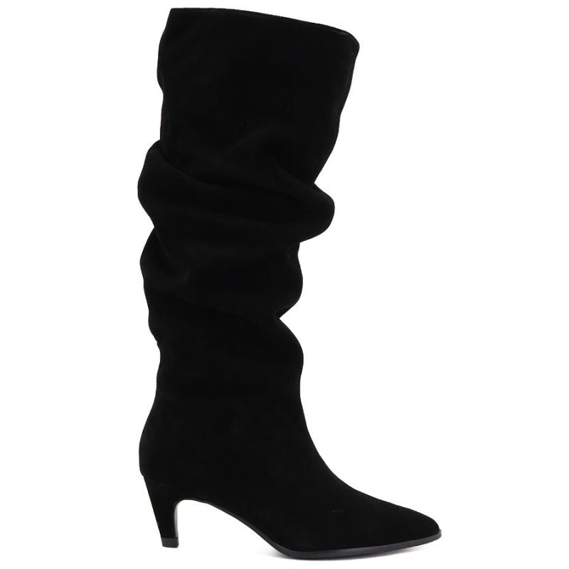 Women's leather boots, ruffled, black, Vinceza ZHI27-89167