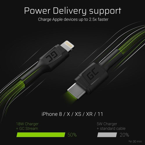 GREEN CELL CABLE KABGC07 GC POWER STREAM USB-C - LIGHTNING 100CM (MFI CERTIFIED) Kable i adaptery/Kable USB Your Sports Performance