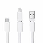 Activejet 3-in-1 white lanyard with charging cable. Available with various connectors: USB-C, Lightning Adapter, USB-A. _Gadżety i Prezenty/Gadżety Your Sports Performance