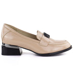 Women's patent leather shoes with a decorative heel, beige, Vinceza 58638 To be categorized Your Sports Performance