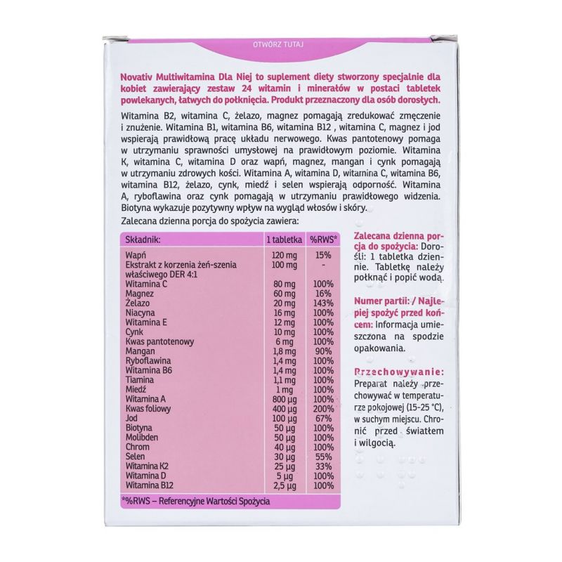 Novativ Multivitamin for Her, 60 coated tablets Import z Action/Odżywki i suplementy/Suplementy diety Your Sports Performance