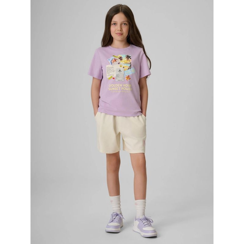 Girls' regular printed T-shirt 4F 4FJRAW26TTSHF4326-052S