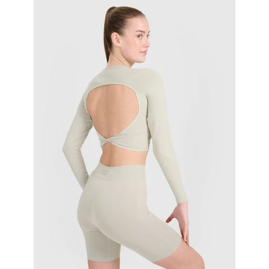 Women's training longsleeve crop top with cutout back 4F 4FRSS25TFLOF486-83S *Kategoria tymczasowa Your Sports Performance