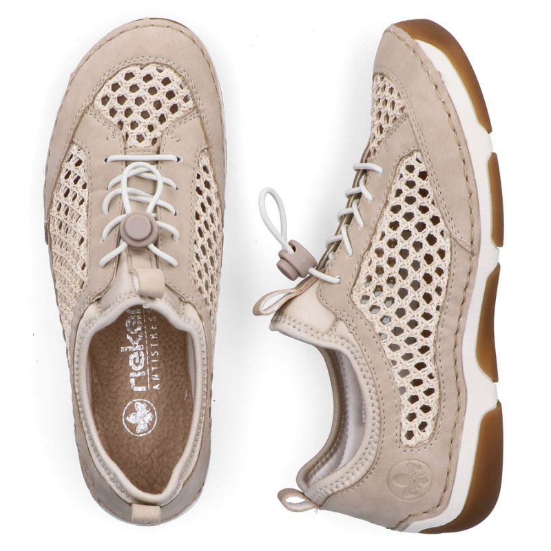 Women's comfortable openwork shoes, beige, Rieker 55960-60 Rieker