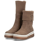 Brown women's ankle boots with a sock, Rieker Y6350-24