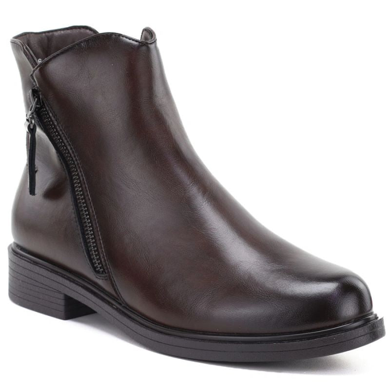 Chocolate Brown Lined Leather Ankle Boots for Women Potocki JE19485ac