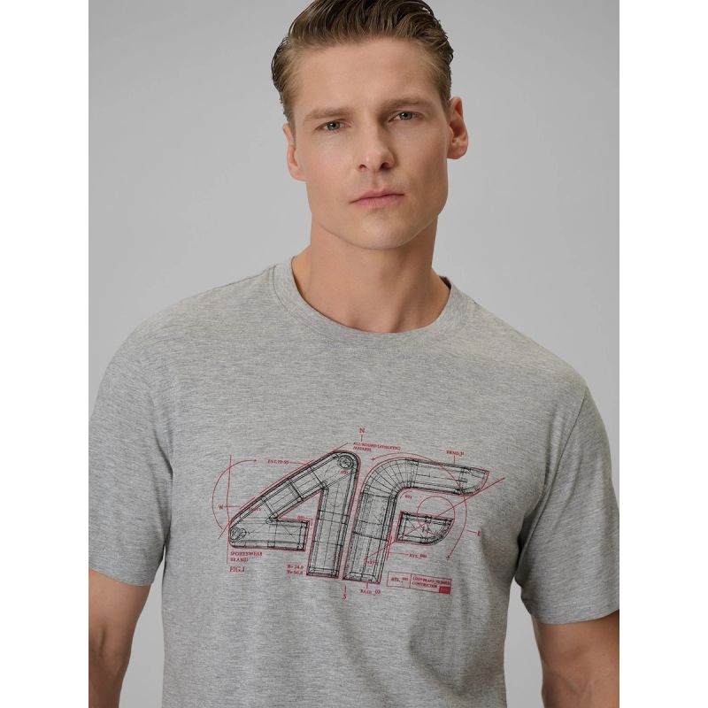 Men's regular-fit graphic T-shirt 4F 4FRSS26TTSHM3989-10S
